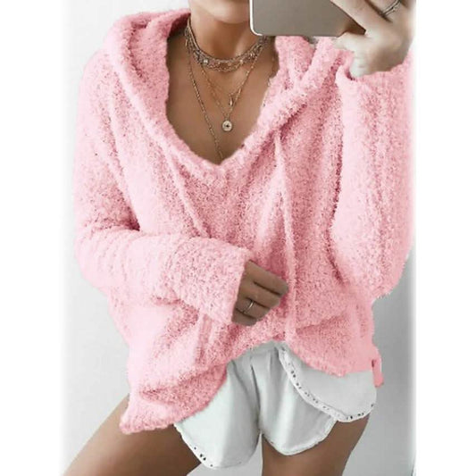 Damen Teddyfellmantel Einfarbig Täglich Basic Locker Kapuzenpullover