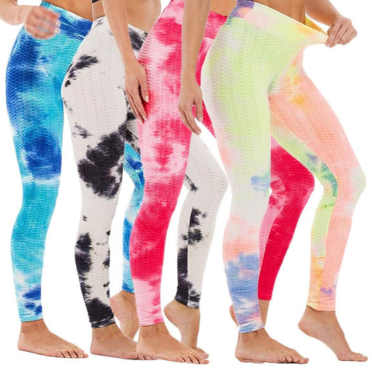Damen Tie Dye High Waist Bauchkontrolle Po-Lift Yoga-Hose Workout Leggings