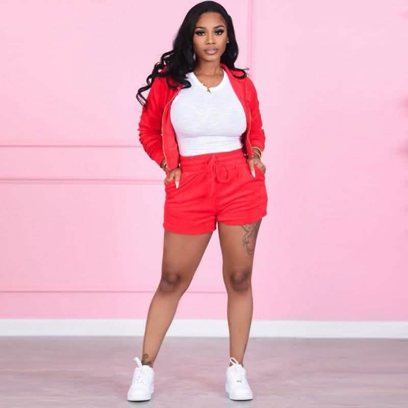 Damen-Trainingsanzüge Lässige Sportbekleidung Neon Zweiteilige Shorts-Sets