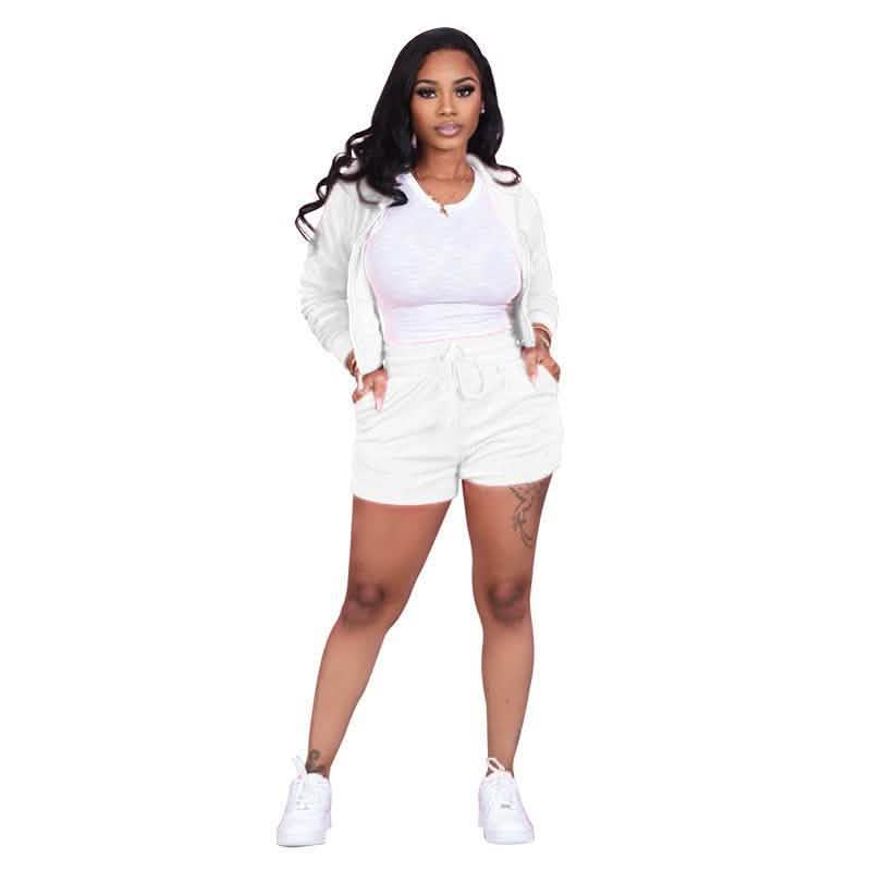 Damen-Trainingsanzüge Lässige Sportbekleidung Neon Zweiteilige Shorts-Sets