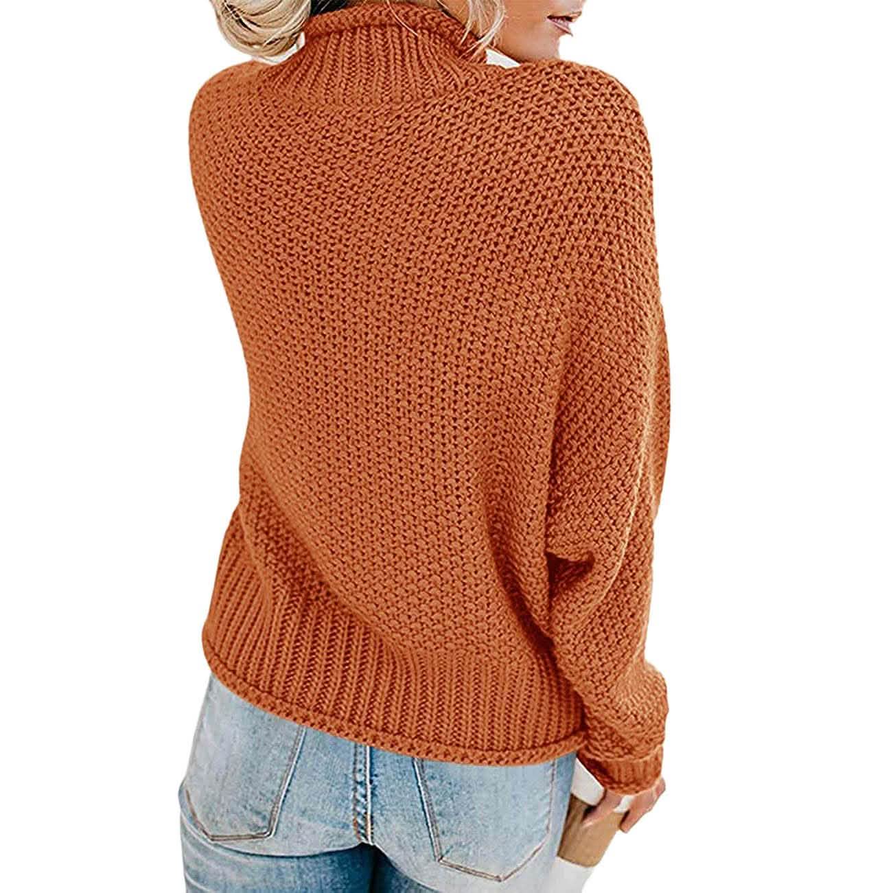 Damen Rollkragen Fledermausärmel Locker Oversized Grob Gestrickter Pullover Sweater Jumper Oberteile