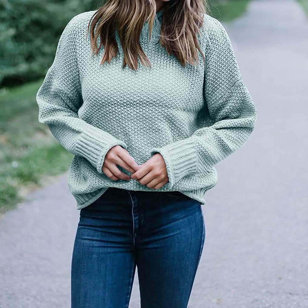Damen Rollkragen Fledermausärmel Locker Oversized Grob Gestrickter Pullover Sweater Jumper Oberteile