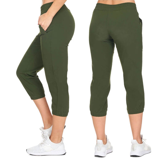 Damen Ultraweiche gewebte Capri-Jogginghose mit Taschen