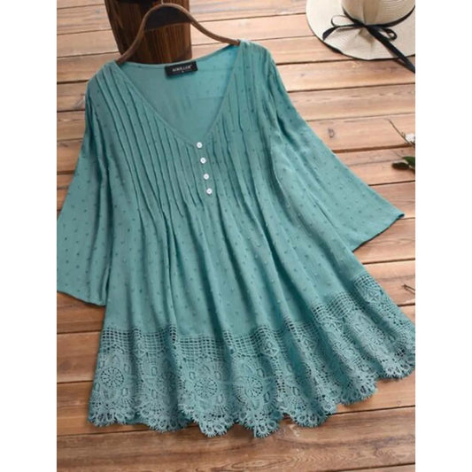 Damen-V-Neck-Oberteil aus floraler Spitze