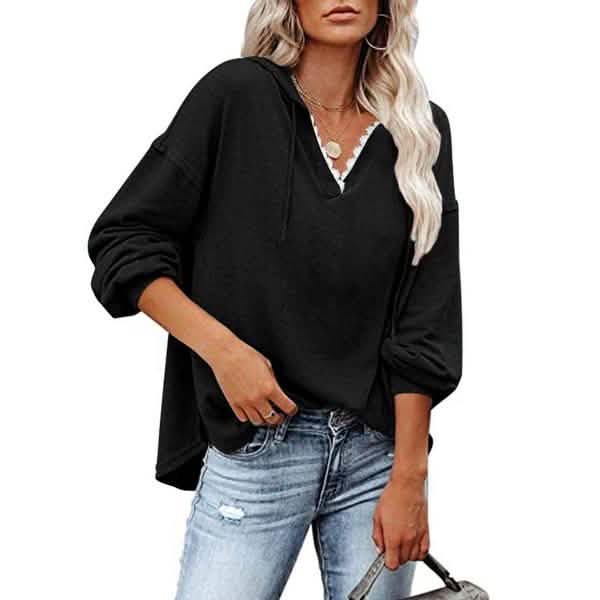 Damen V-Ausschnitt Pullover Hoodie