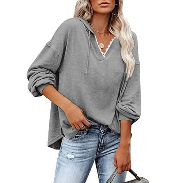 Damen V-Ausschnitt Pullover Hoodie