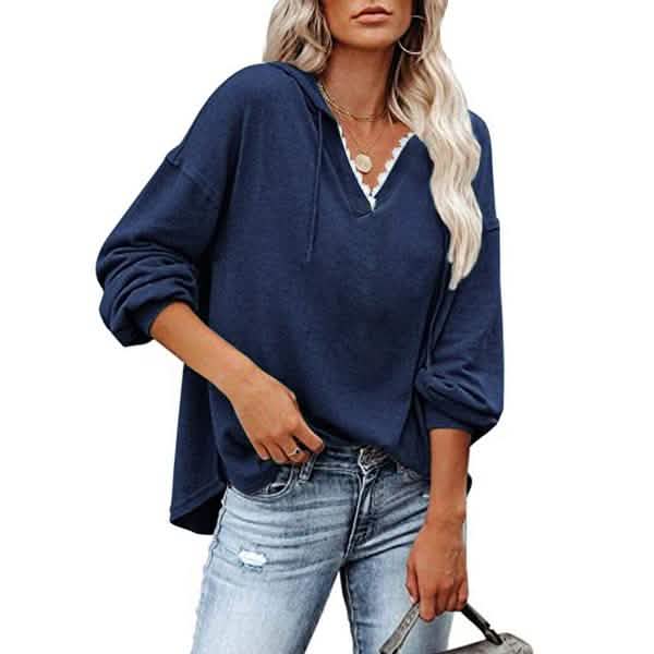 Damen V-Ausschnitt Pullover Hoodie