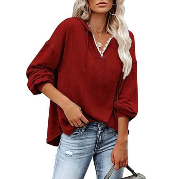 Damen V-Ausschnitt Pullover Hoodie