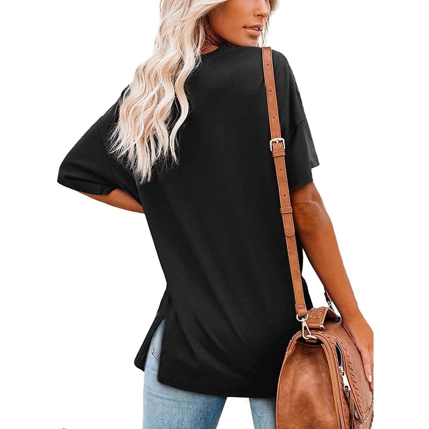 Damen V-Ausschnitt T-Shirts Basic Kurzarm Oberteile