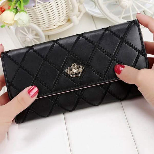 Damen Geldbörsen Handtaschen Kariert PU-Leder Lange Geldbörse Handy-Tasche mit Schnalle