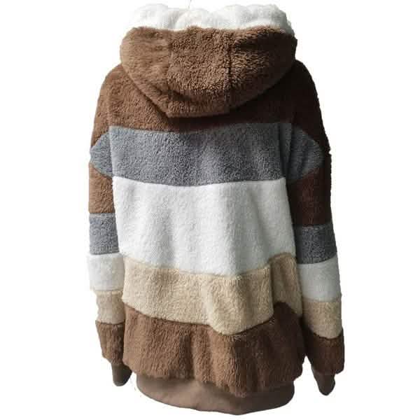 Damen Warme Plüsch-Kunstfell-Kapuzenjacke Oberbekleidung