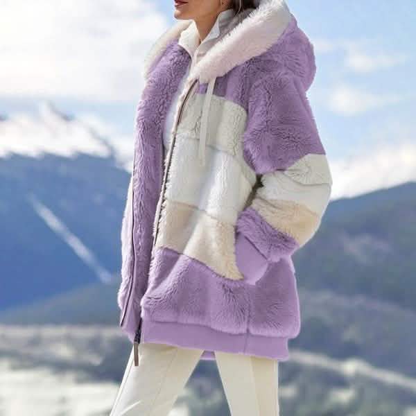 Damen Warme Plüsch-Kunstfell-Kapuzenjacke Oberbekleidung