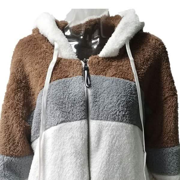 Damen Warme Plüsch-Kunstfell-Kapuzenjacke Oberbekleidung