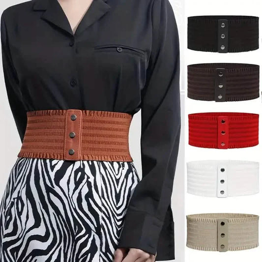 Damen Breiter Gürtel Stretch Kleidergürtel