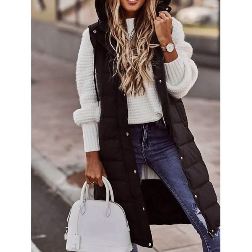Damen Winterjacke Weste Langer Mantel Regular Fit
