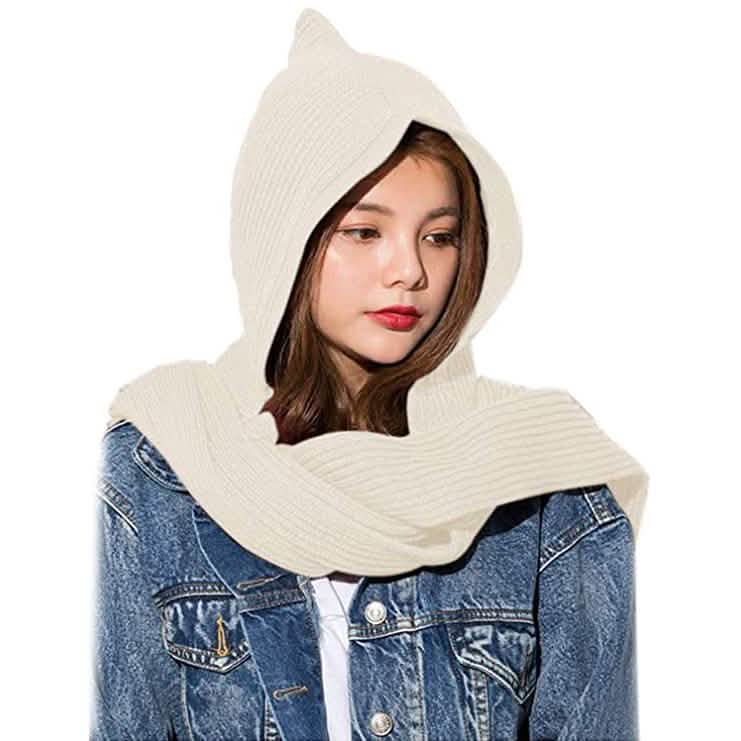 Damen Winter gestrickter Kapuzen-Langschal