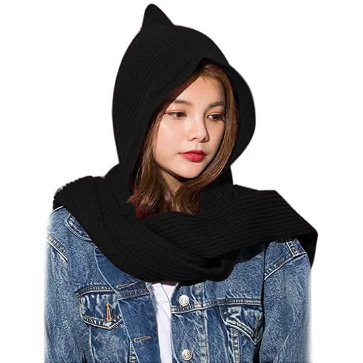 Damen Winter gestrickter Kapuzen-Langschal