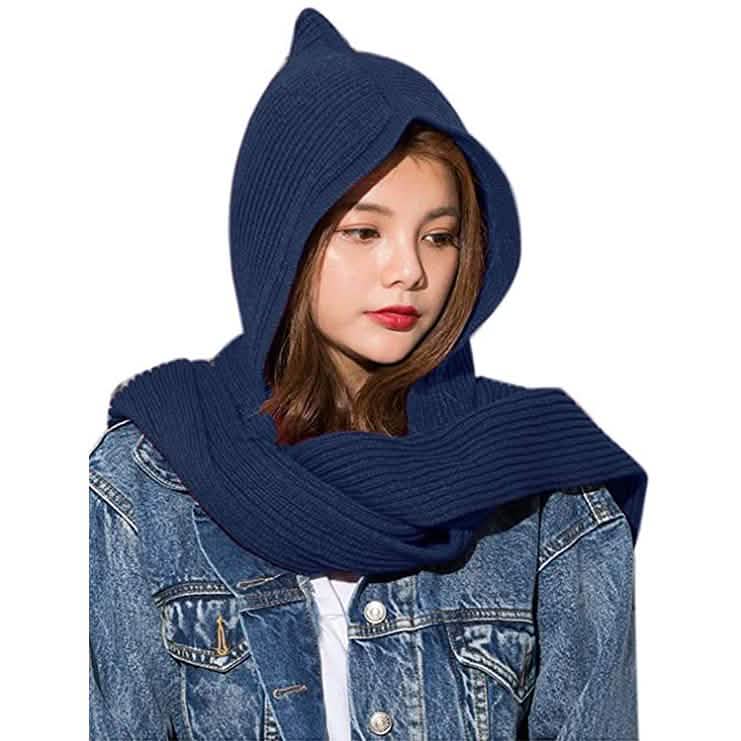 Damen Winter gestrickter Kapuzen-Langschal