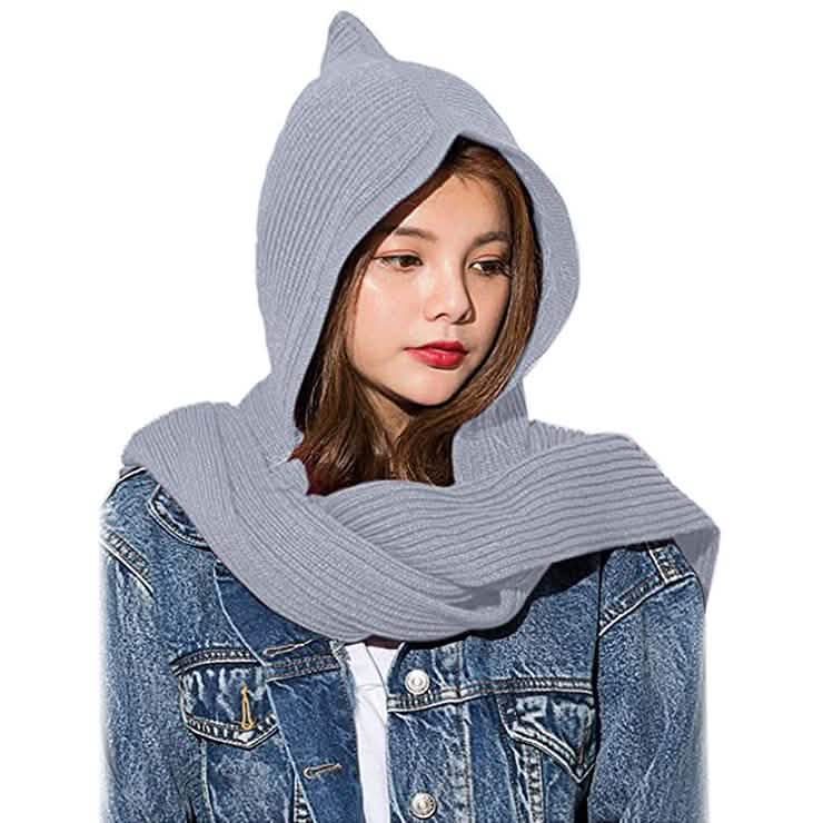 Damen Winter gestrickter Kapuzen-Langschal