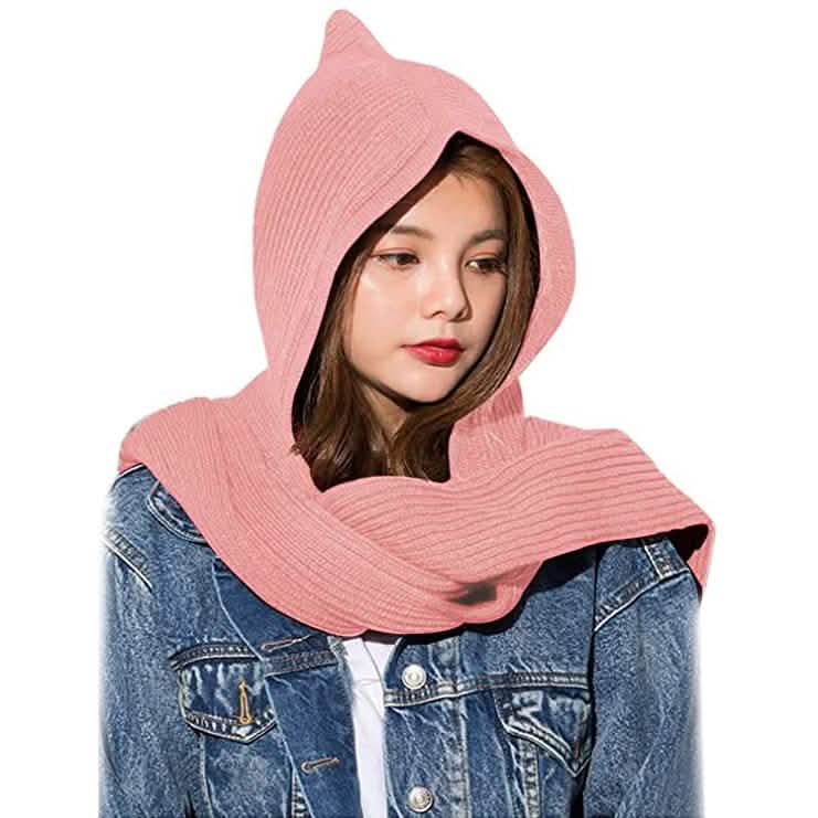 Damen Winter gestrickter Kapuzen-Langschal