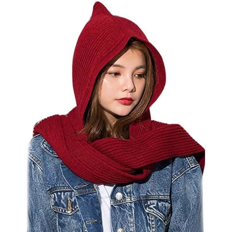 Damen Winter gestrickter Kapuzen-Langschal