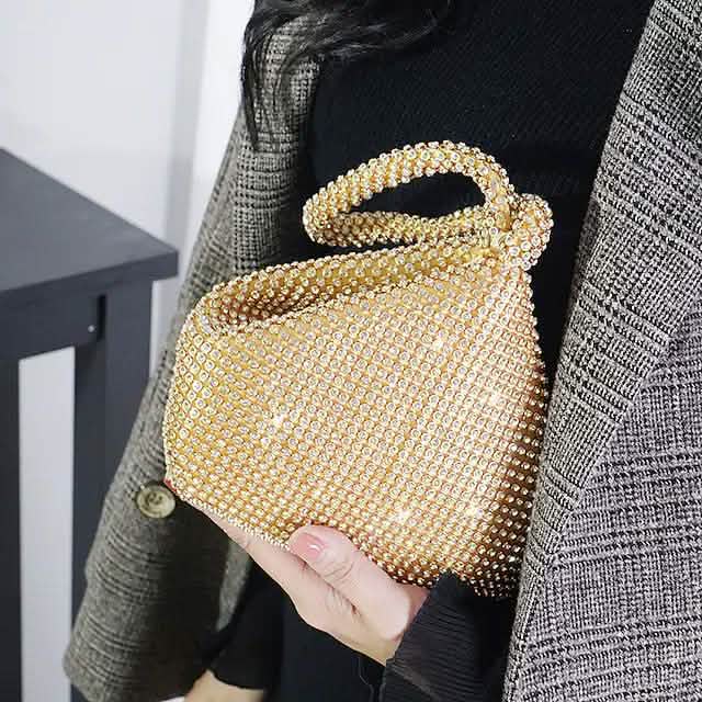 Damen Handgelenktasche Glitzer Glanz Party Abendtasche