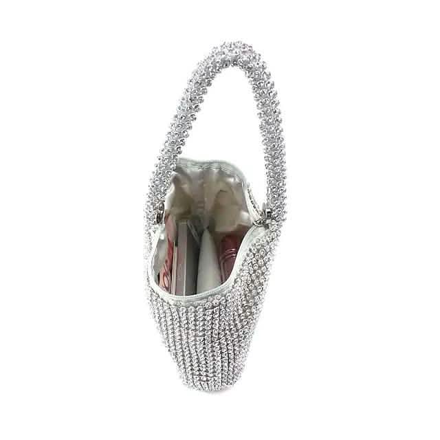 Damen Handgelenktasche Glitzer Glanz Party Abendtasche