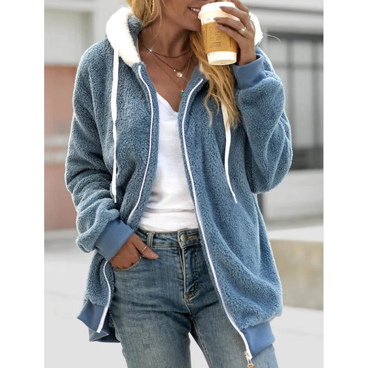 Damen-Fleece-Kapuzenpullover mit Reißverschluss