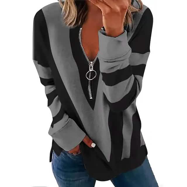 Damen-Reißverschluss-Langarmshirt