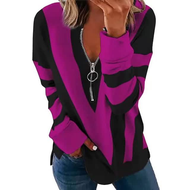 Damen-Reißverschluss-Langarmshirt