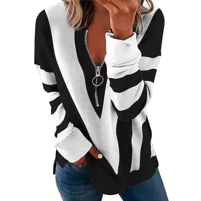 Damen-Reißverschluss-Langarmshirt