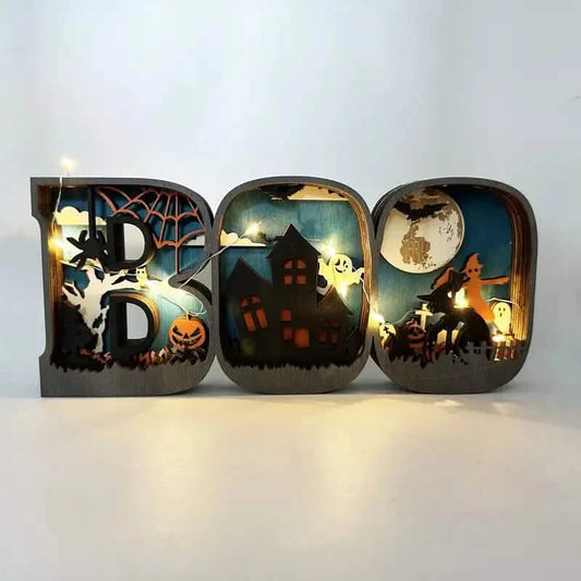 Hölzerne 3D-Halloween-Buchstaben-LED-Leuchte