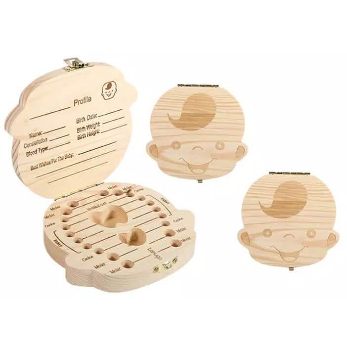 Aufbewahrungsbox aus Holz für Babyzähne