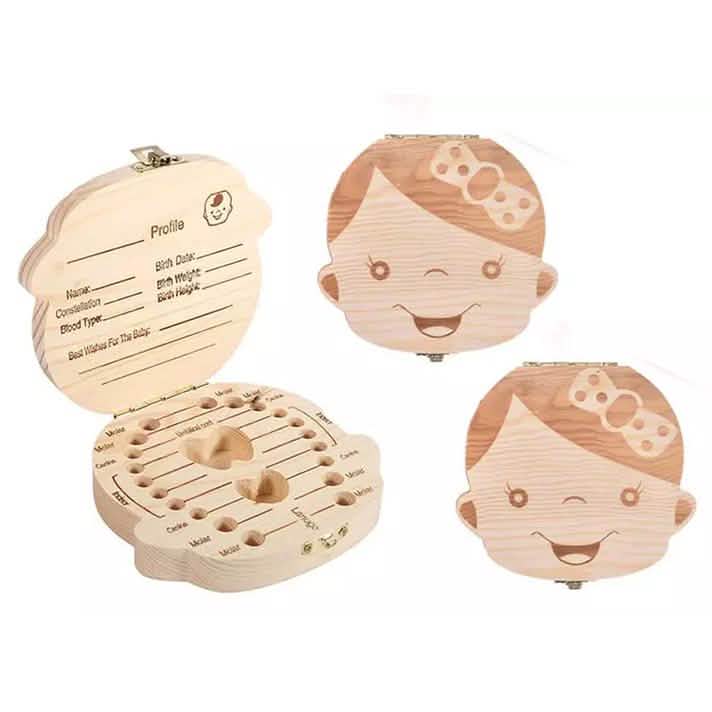 Aufbewahrungsbox aus Holz für Babyzähne