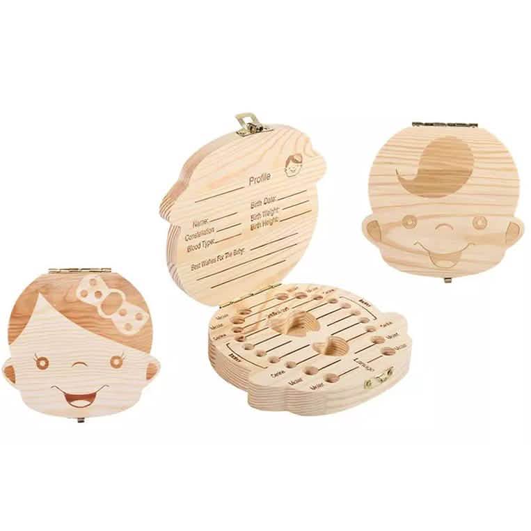 Aufbewahrungsbox aus Holz für Babyzähne