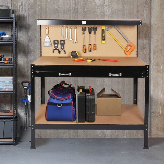 Werkbänke für die Garagenwerkstatt, Werkstation, Werkzeugtisch mit Lochwand und Schubladen