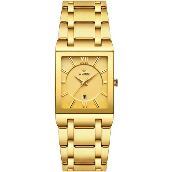 WWOOR Luxus Herren-Armbanduhr mit Datumsanzeige, quadratisch