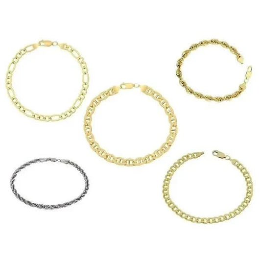 Gelbgold-Armband, Kubanisch, Anker, Figaro oder Seilkette, Gold Filled, hochglanzpoliert