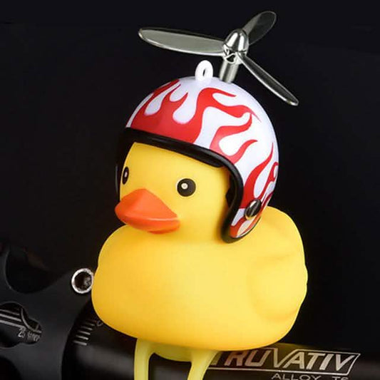 Gelbe kleine Enten-Fahrradklingel, Fahrradhupe und Vorderlicht