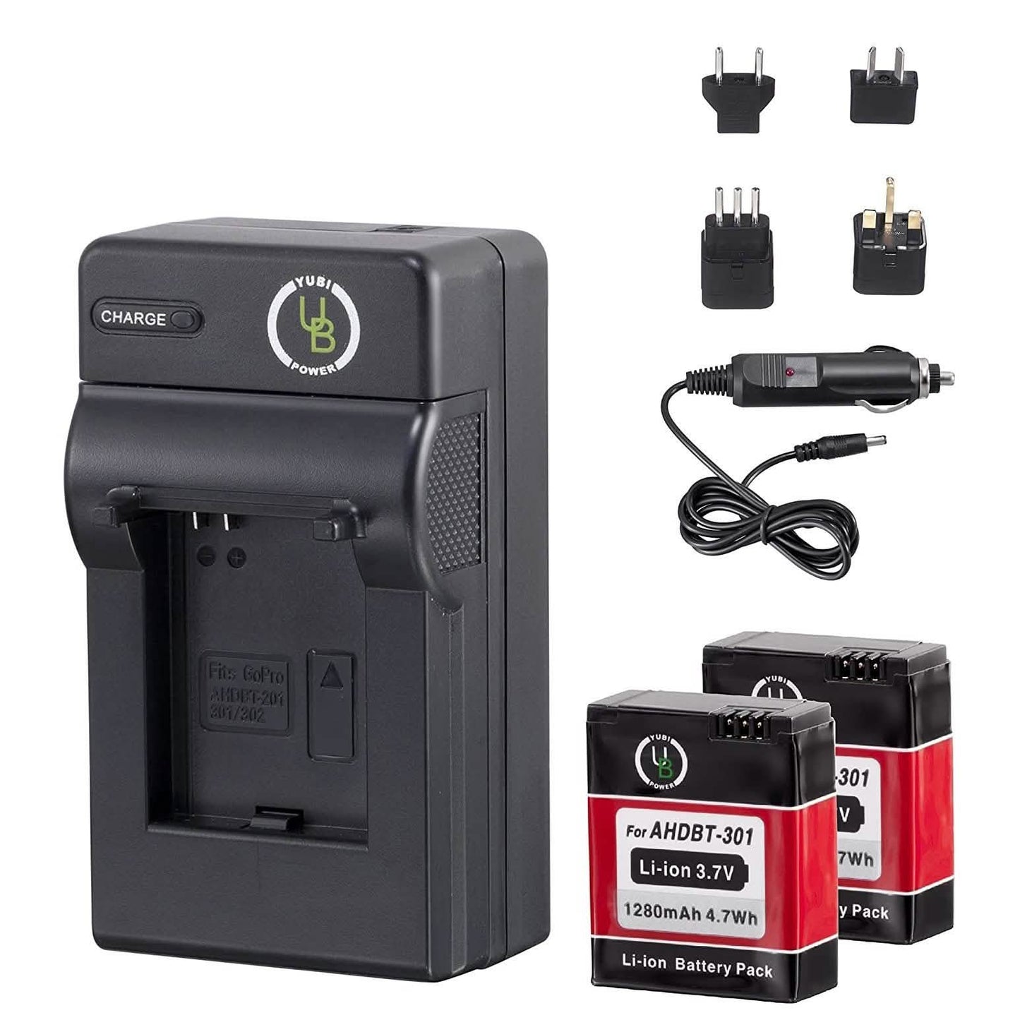 Yubi Power 2 Akku-Kits für GoPro 1280 mAh und Reise-Lade-Kits