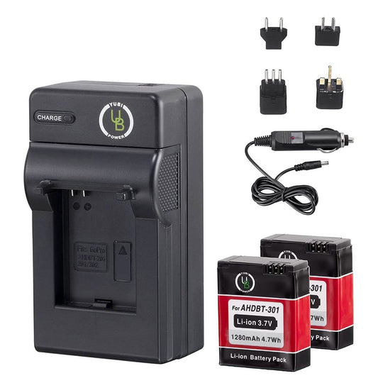 Yubi Power 2 Akku-Kits für GoPro 1280 mAh und Reise-Lade-Kits
