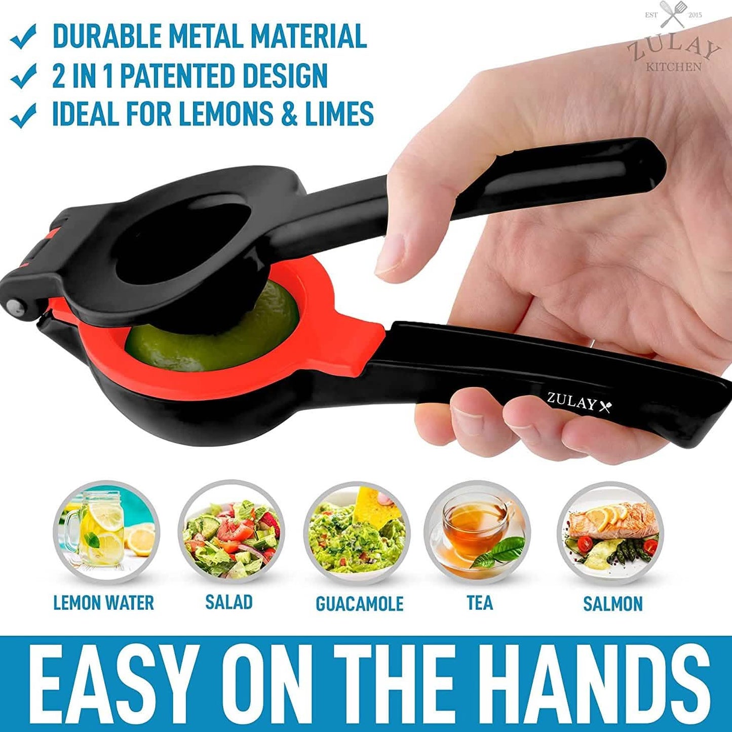 Zulay Metall 2-in-1 Zitronen-Limetten-Presse